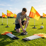 Gaelic football corner flag set with PVC poles and rubber bases