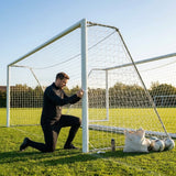 Football goal nets 18.5ft x 6.5ft in white HDPE for clubs