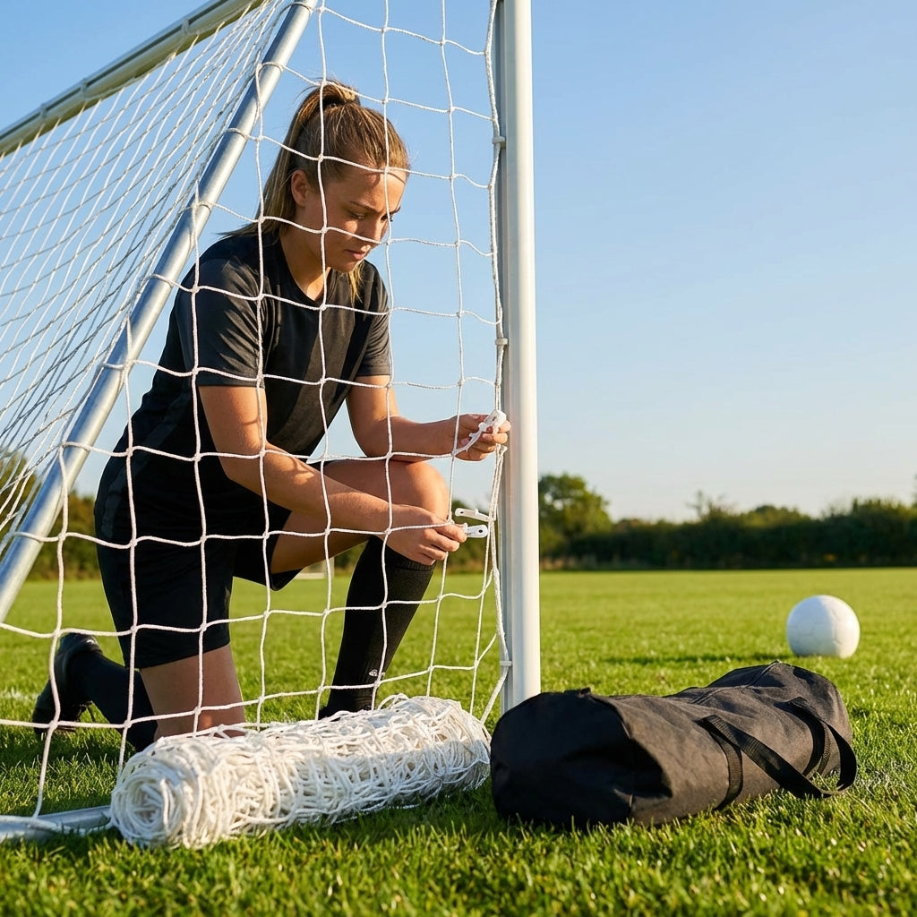 12 x 6ft football goal net made of HDPE for junior goals