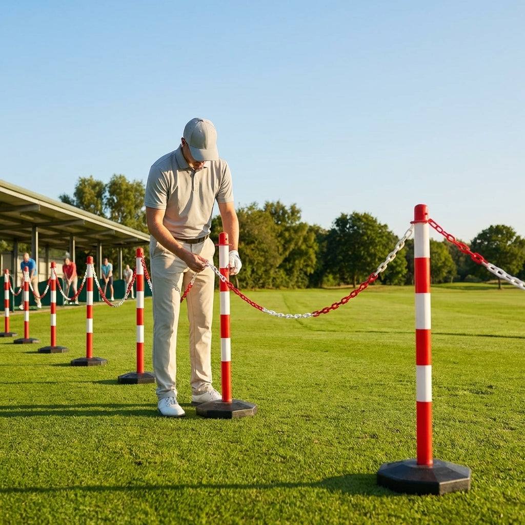 Freestanding Plastic Post & Chain Barrier Set for crowd control