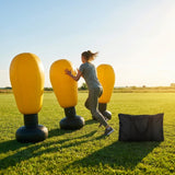 High-visibility American football training dummies in yellow PVC