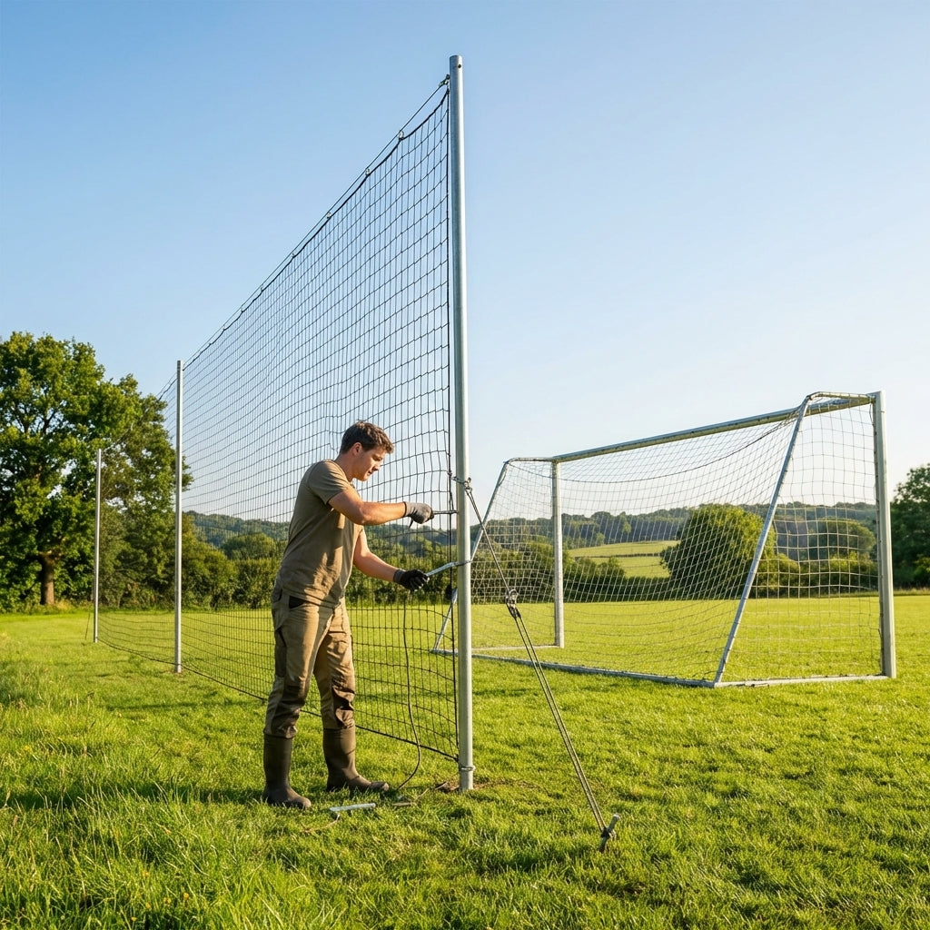 Removable anti-litter net system with steel posts