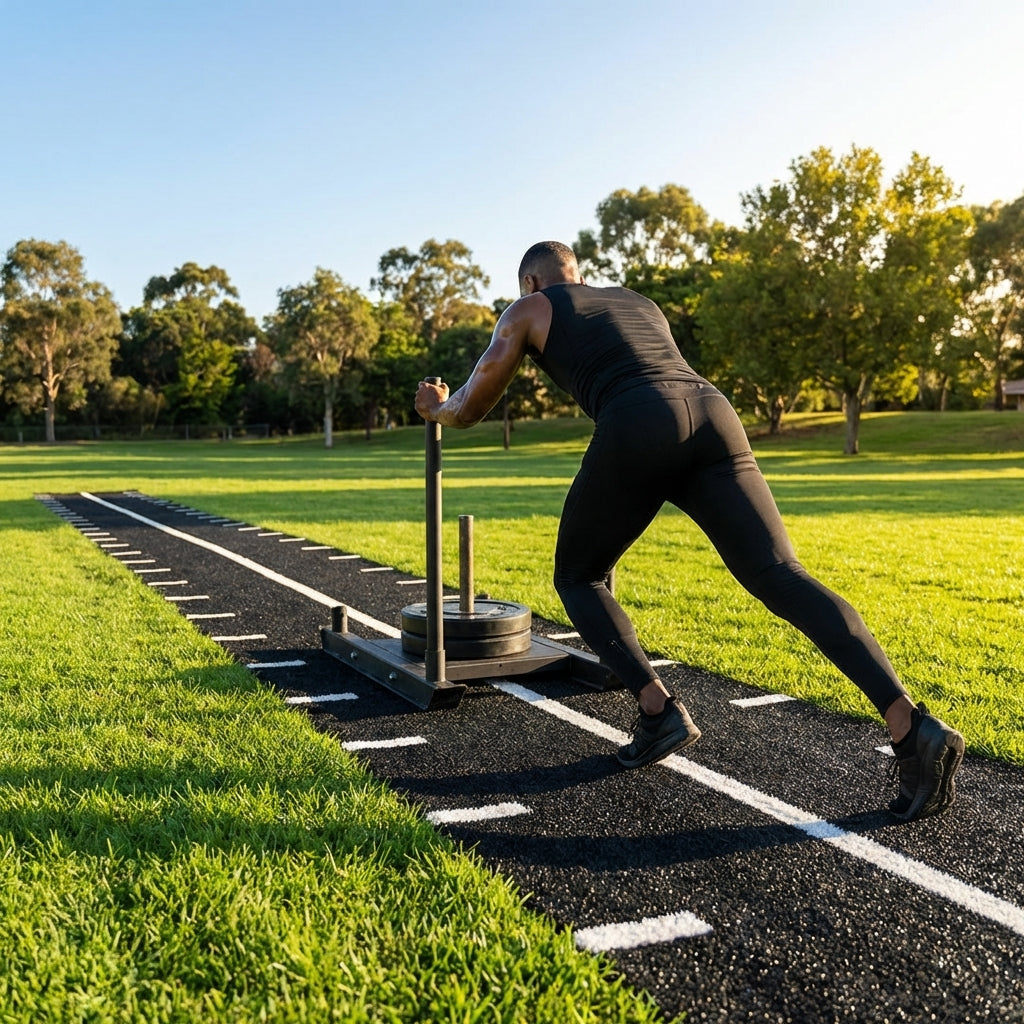 Numbered sprint track in green and black for gym and outdoor use