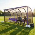 Fixed team shelter with aluminium frame and polycarbonate panels for sports