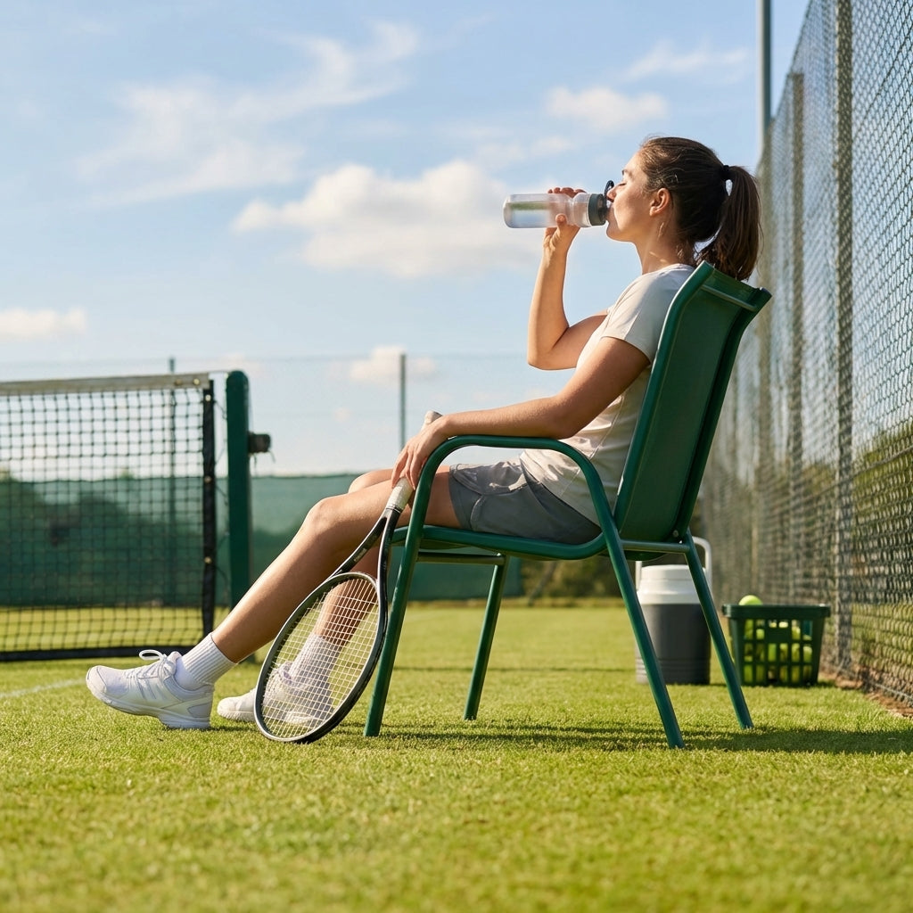 Aluminium Tennis Court Chairs in Blue, Green, and Black