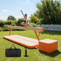 Inflatable gymnastics mat set with beam and block