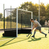 Aluminium hockey goal with HDPE net, 12ft x 7ft, for tournament use