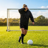 Waterproof raincoat in Black and Navy Blue, available in sizes XS to XXL