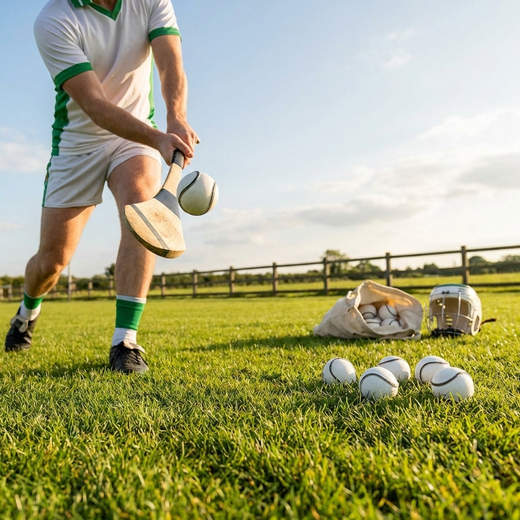 White and Fluro Hurling Training Balls with 2 Ply PU Construction