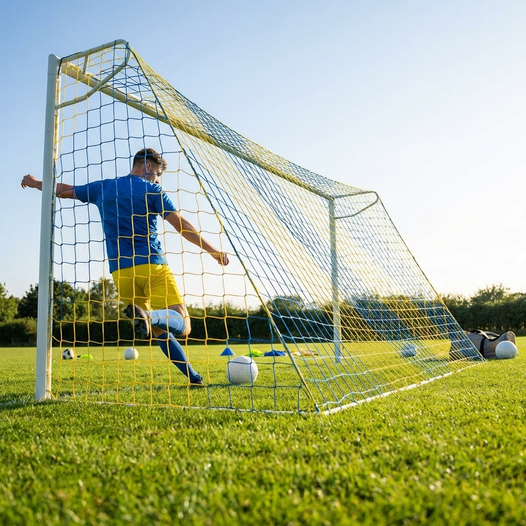 Multi-colour football goal nets for full-size goals