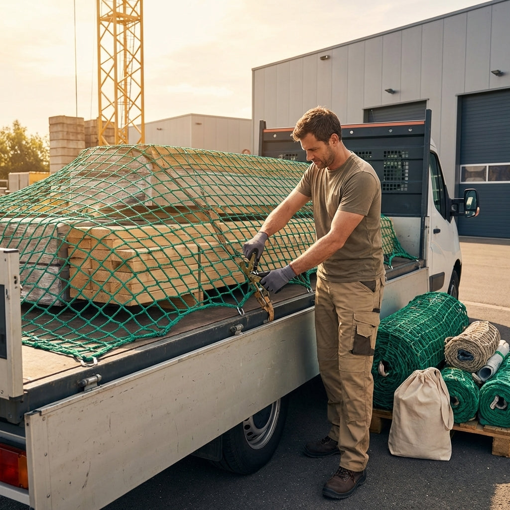 Heavy duty truck net made from 3mm twine for secure cargo transport