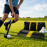 Hockey stick and ball set with fibreglass reinforcement for clubs and schools