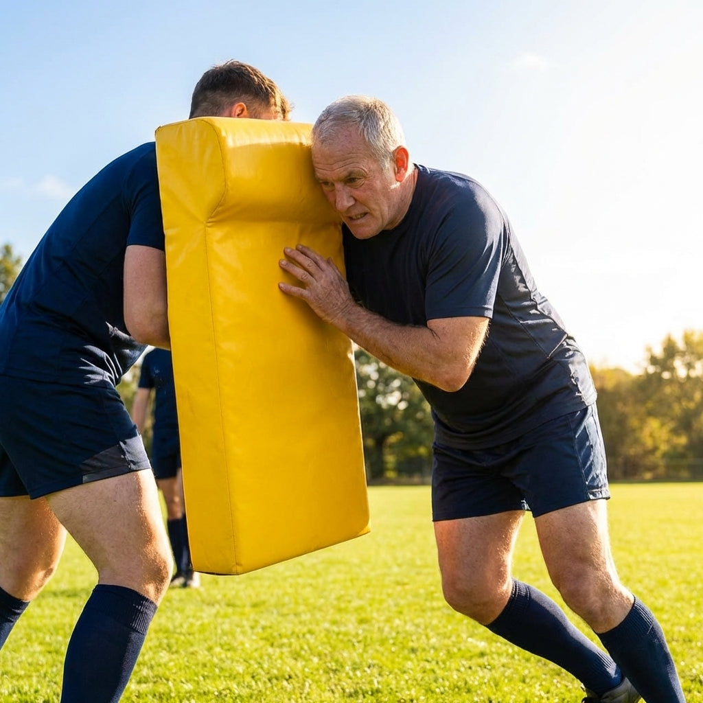 Yellow tackle shield with top wedge for training