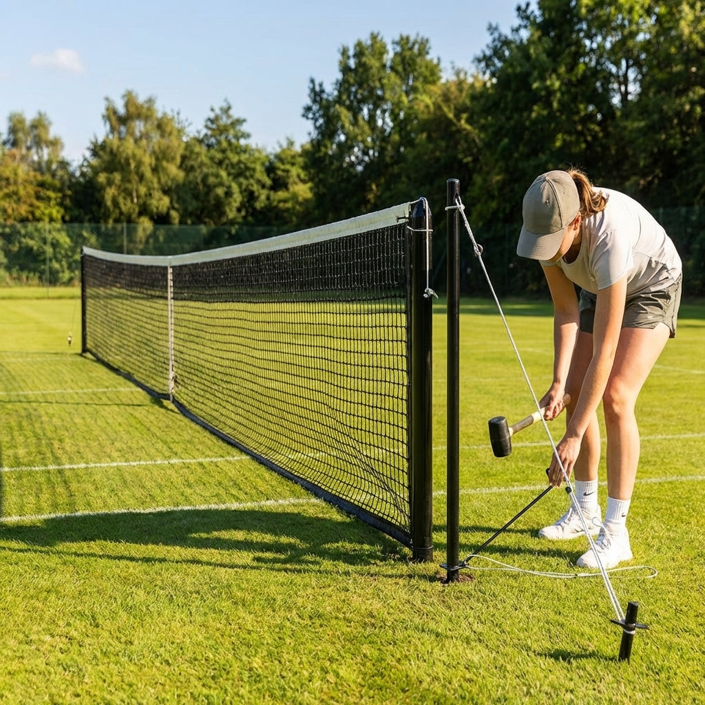 Tennis surround system with netting and poles for home use