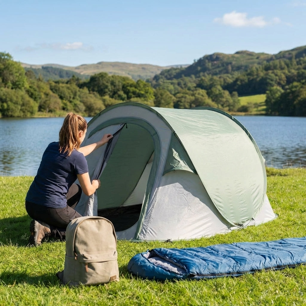 6-man camping tent with waterproof polyester for outdoor use