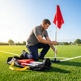 Football Corner Flags Set with Yellow/Orange Flags and Rubber Base