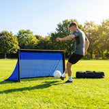 Folding football goal with aluminium frame and high-impact net