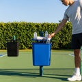 Tennis Court Bin & Shelf in Green, Black, or Blue made from PVC and Aluminium