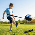 Football kick trainer with adjustable neoprene belt and training ball