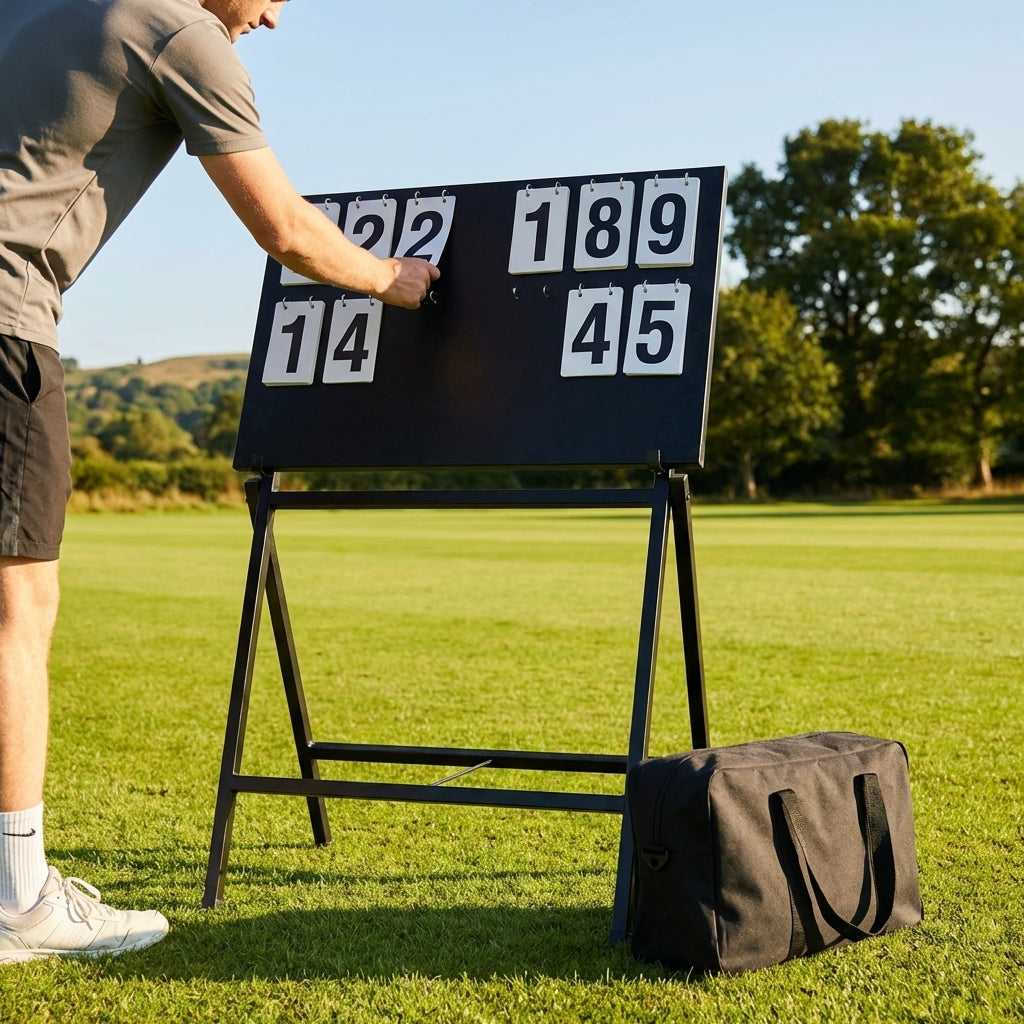 Portable cricket scoreboard, black, with clear number display
