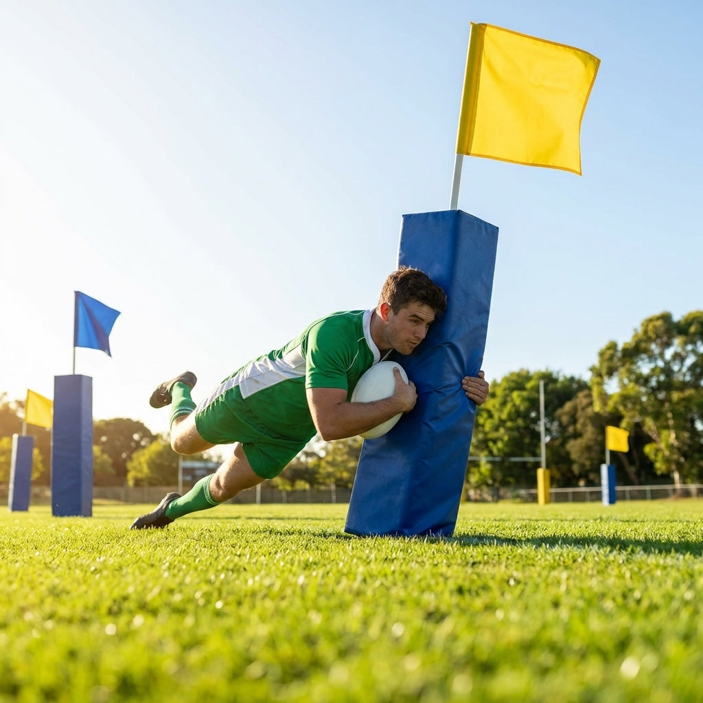 Yellow rugby corner flag set with PVC and foam padding