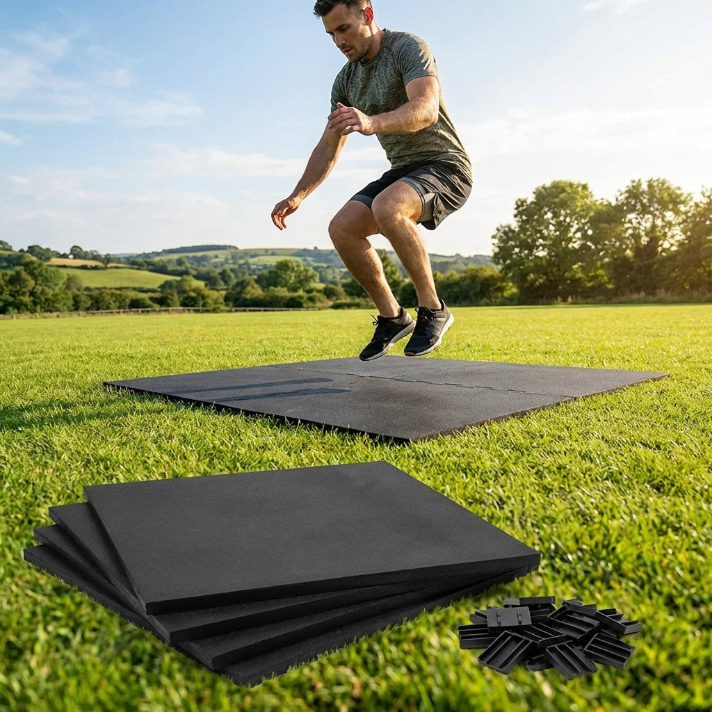 Rubber gym flooring mats available in various colours and thicknesses