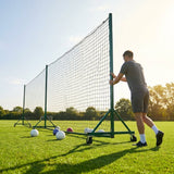 Mobile ball stop netting system with aluminium and steel components for sports grounds