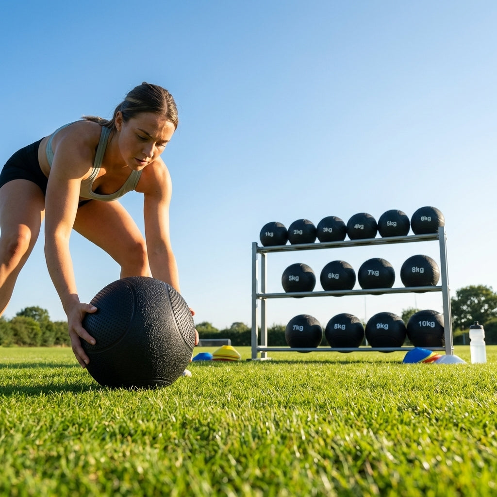 Medicine Balls of varying weights for gym and home fitness