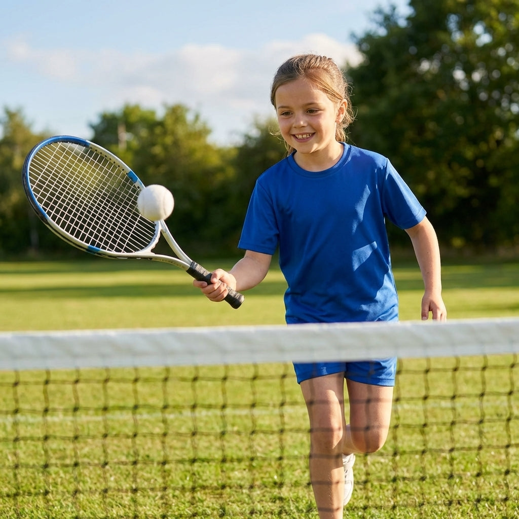 Junior sports t-shirt made of polyester, available in five sizes