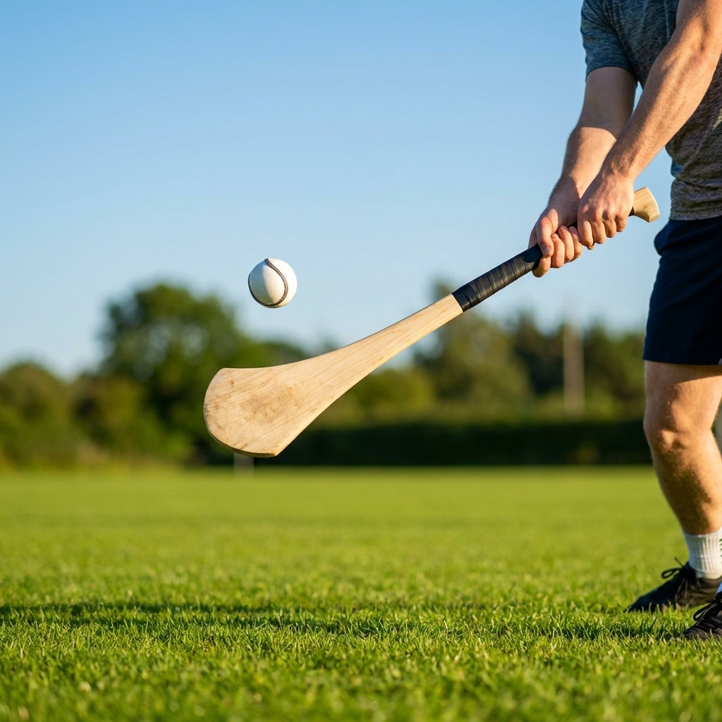 Ash Hurling Stick with custom grip colours, ideal for indoor and outdoor sports