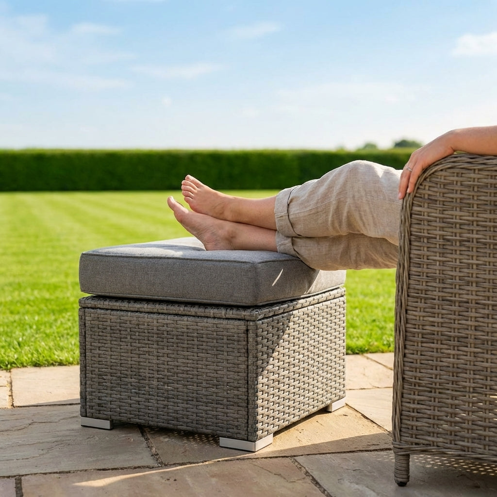 Grey Ottoman Footrests for Garden and Patio