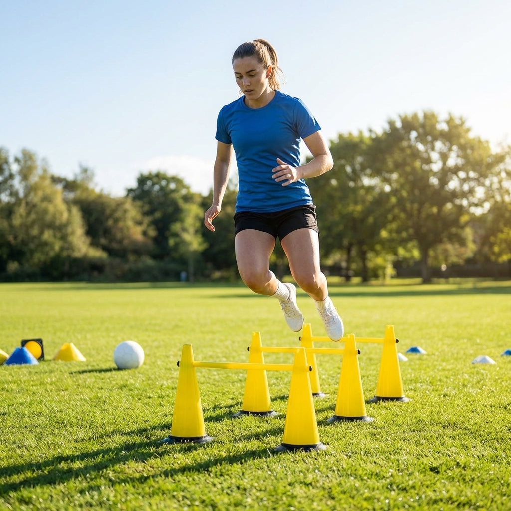 Tri cone hurdles set for sports training available in multiple colours