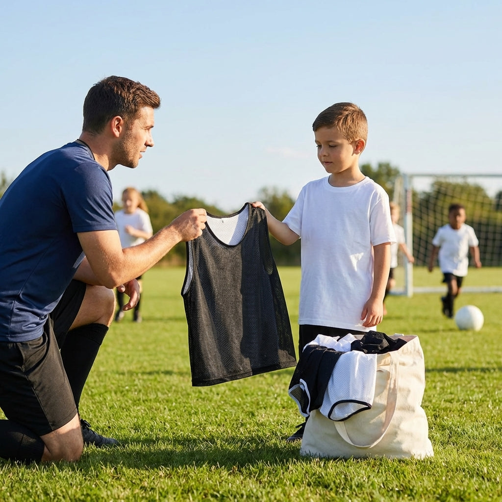 Reversible training bibs in various colours for sports teams