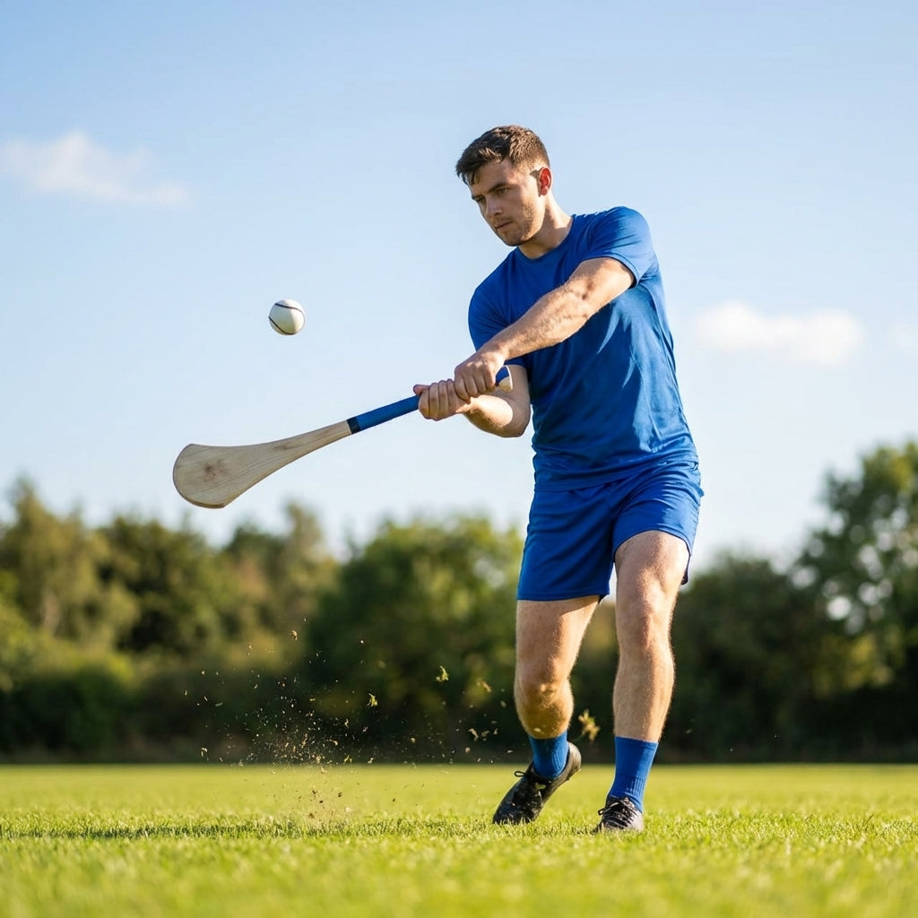 Ash Hurling Stick with custom grip colours, ideal for indoor and outdoor sports