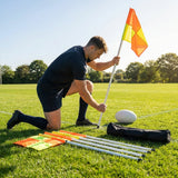 Rugby Corner Flag Set with Fluorescent Flags for Pitch Marking