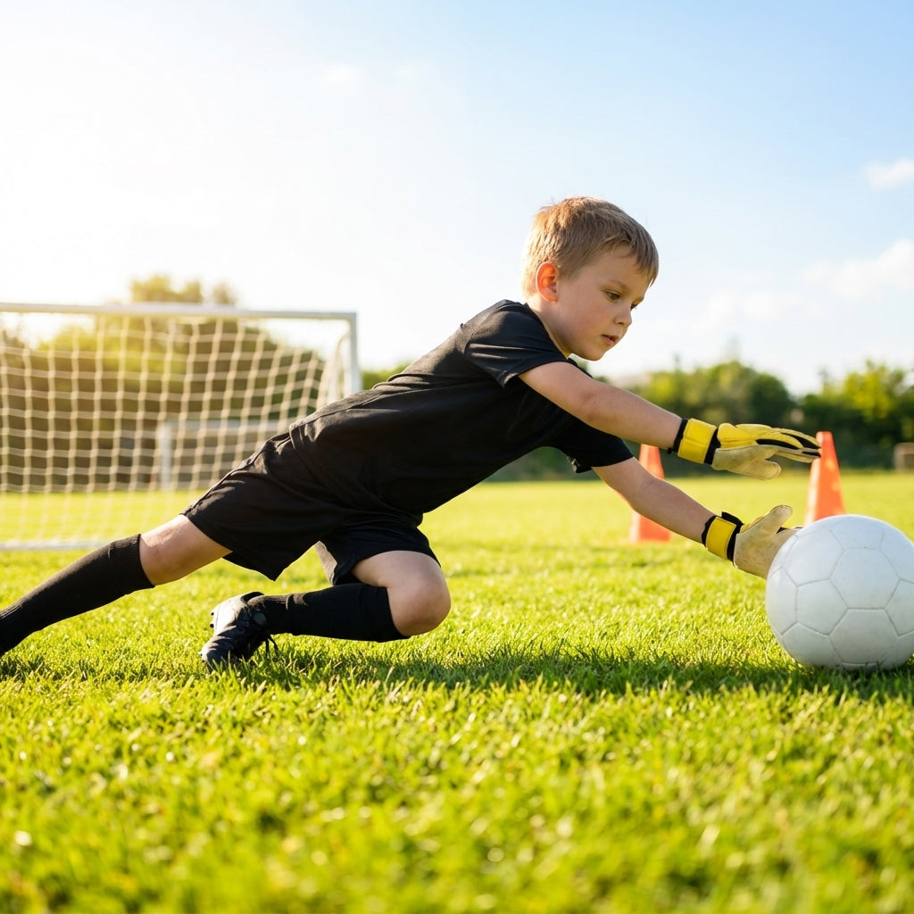 Kids' Goalkeeper Kit in vibrant colours, football gear