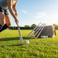 Hockey stick and ball set with fibreglass reinforcement for clubs and schools