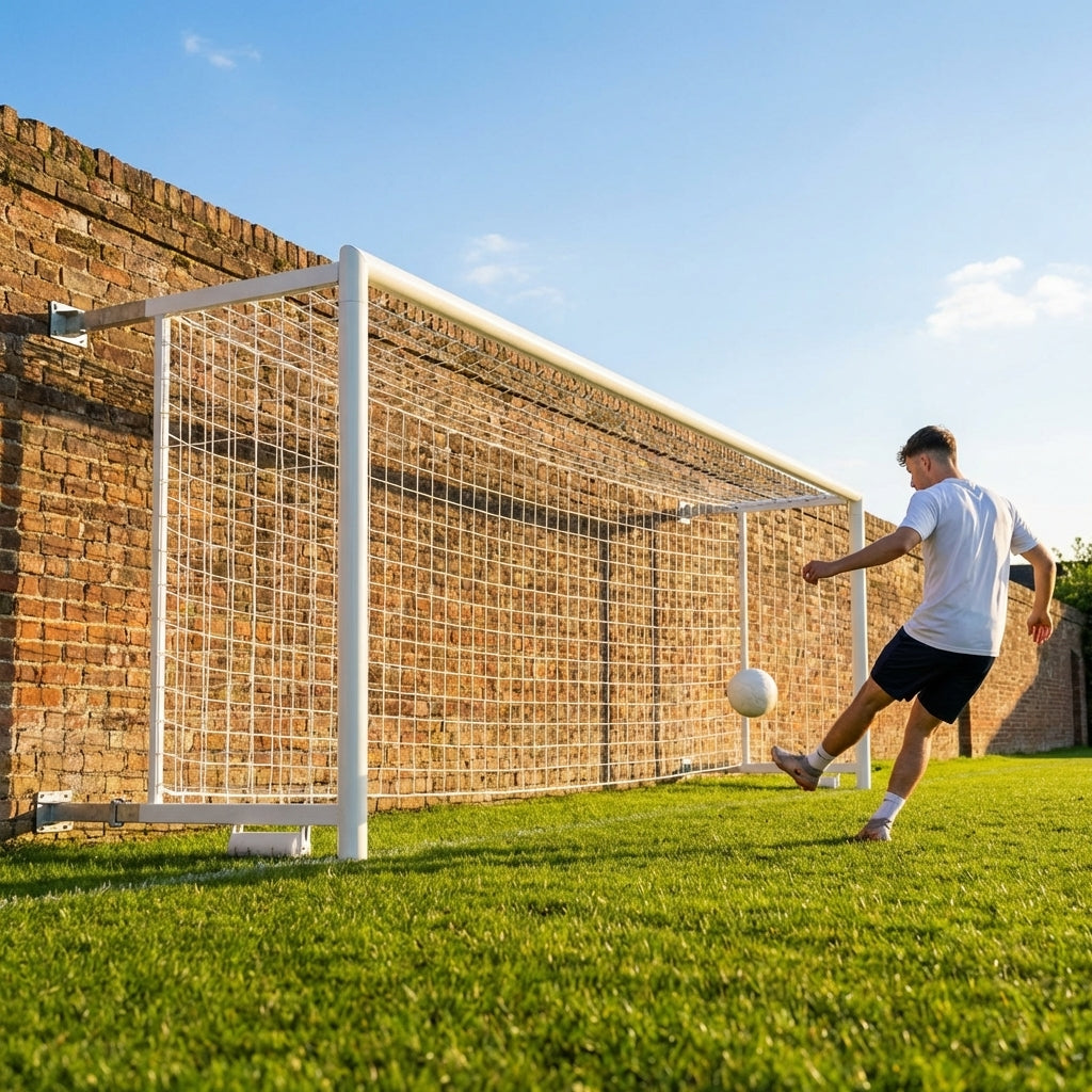 Aluminium football goal with folding mechanism