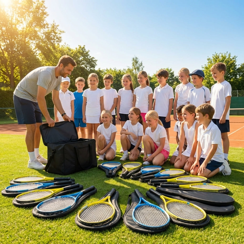 Tennis racket and bag set with aluminium rackets for coaches and players
