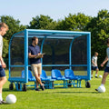 Mobile team shelter with aluminium frame for sports pitches