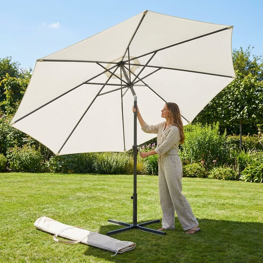 Cantilever garden parasol with 3m UV30+ canopy and steel frame