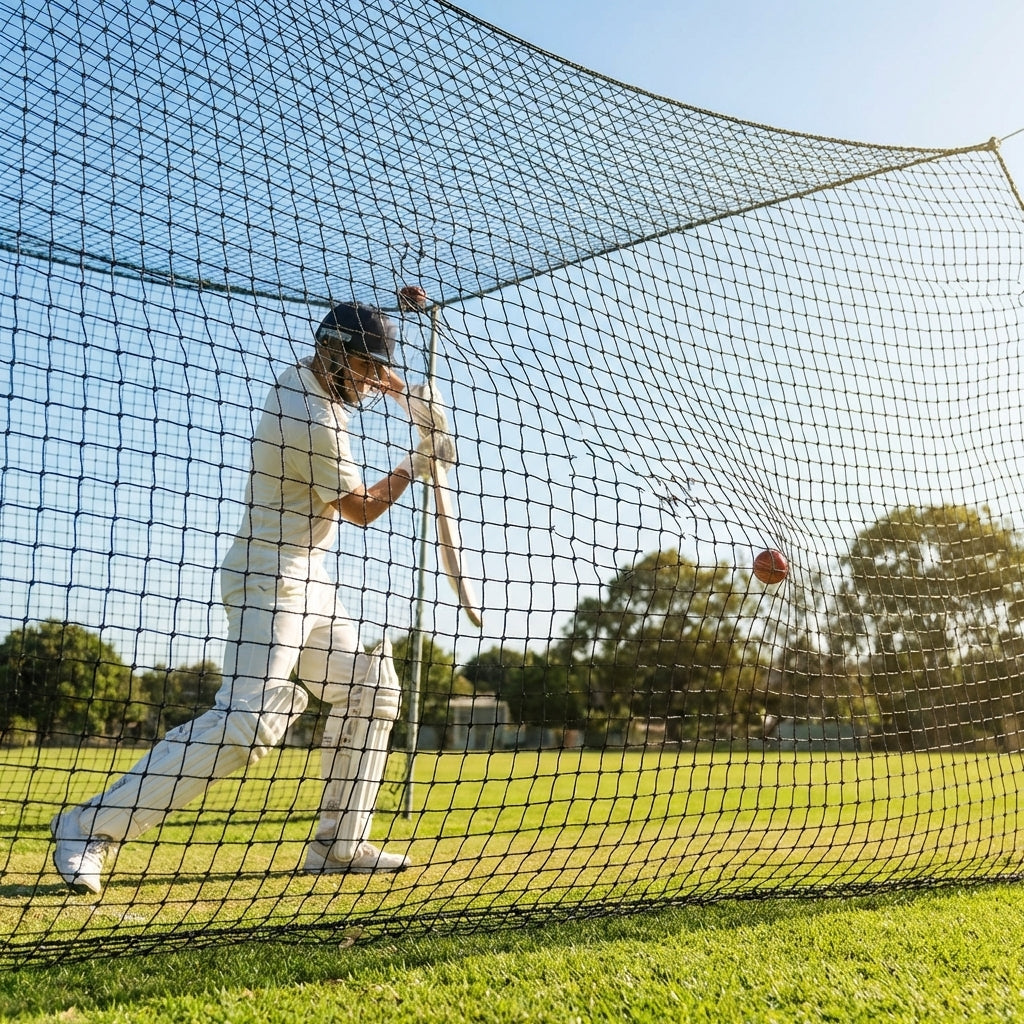 Cricket netting made of high-density polypropylene in black colour