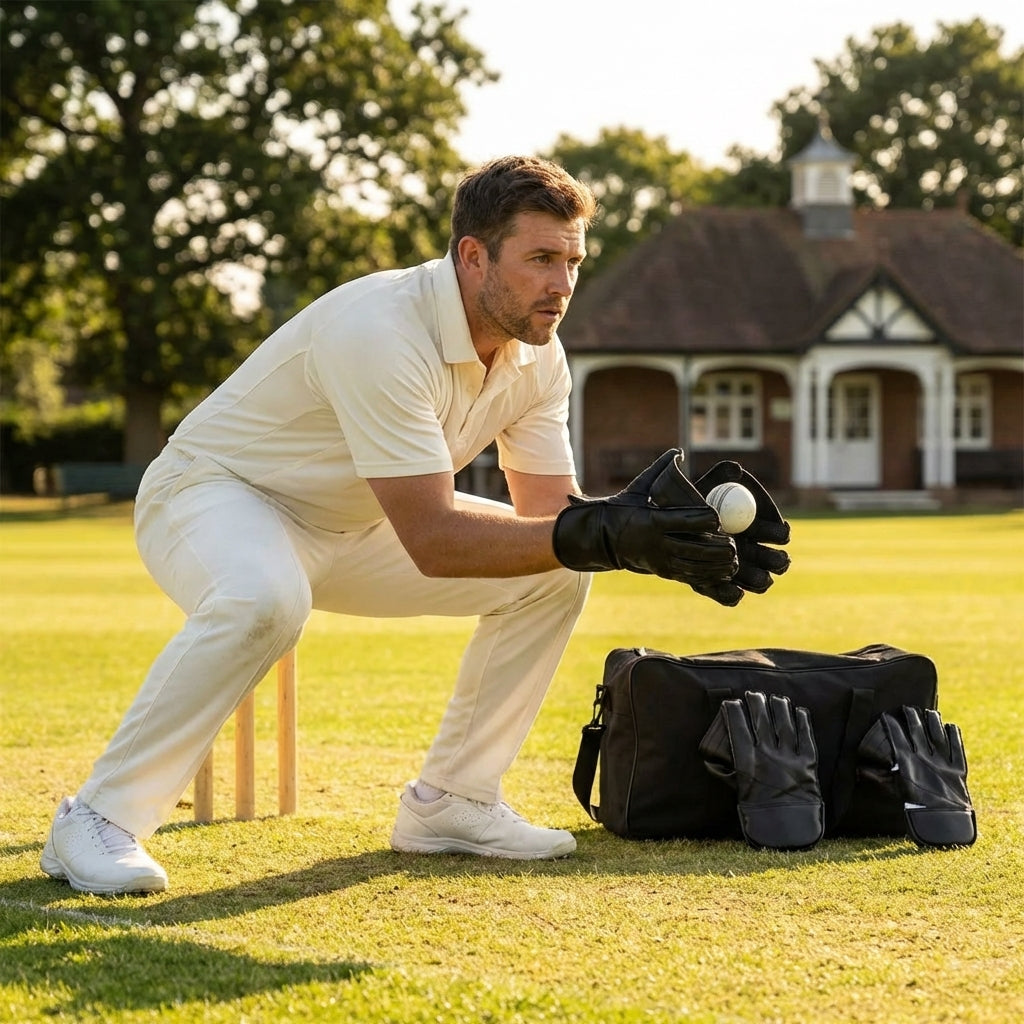 Black Wicket Keeper Gloves for cricket with rubber grip
