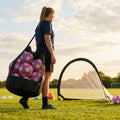 Football carry bag with 12 footballs, durable mesh
