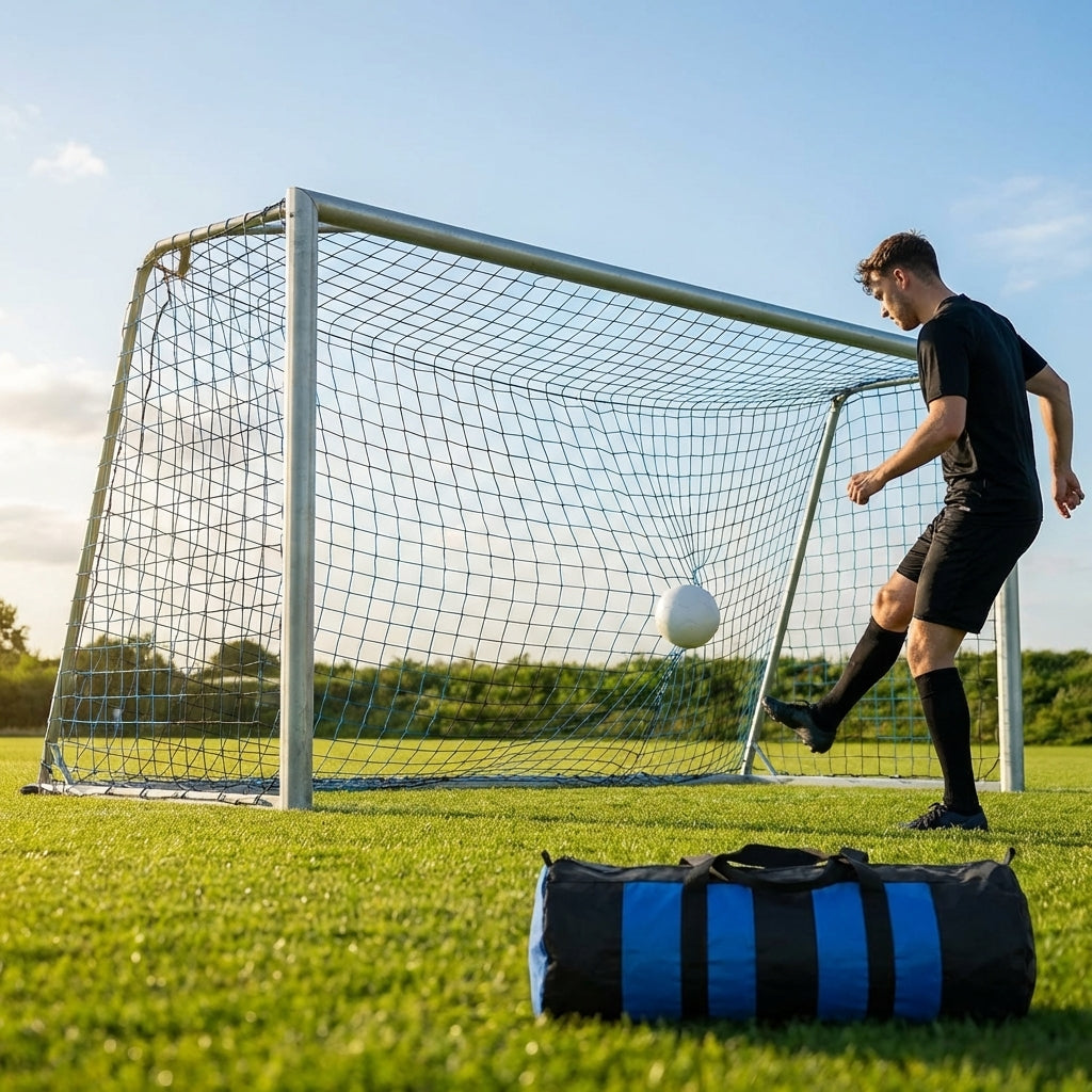 Multi-colour football goal nets for full-size goals
