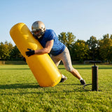High-visibility American football training dummies in yellow PVC