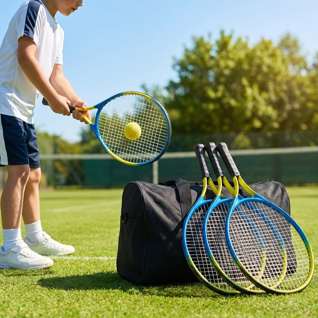 Tennis racket and bag set with aluminium rackets for coaches and players