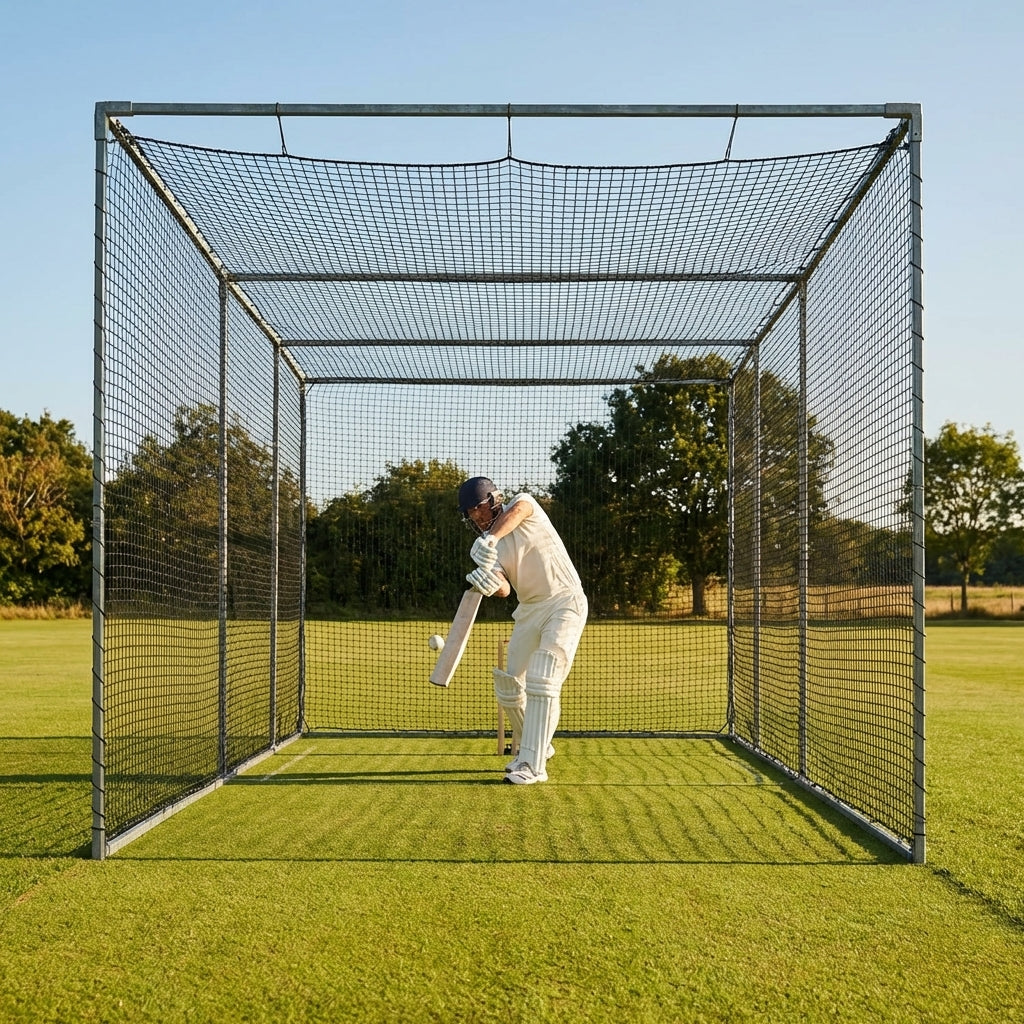 Cricket nets made from HDPE, available in various sizes for indoor and outdoor use