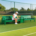 Aluminium tennis court bench in green for tournament use