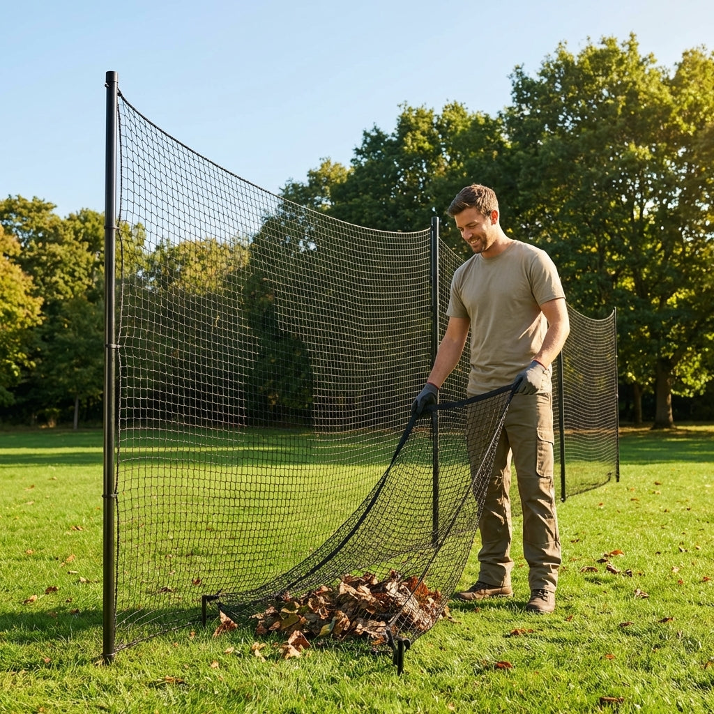 Removable anti-litter net system with steel posts